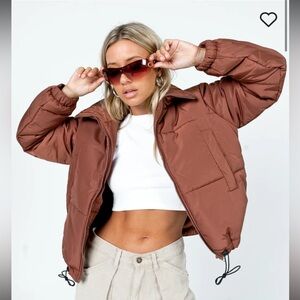 Princess Polly Alycia Puffer Jacket Brown